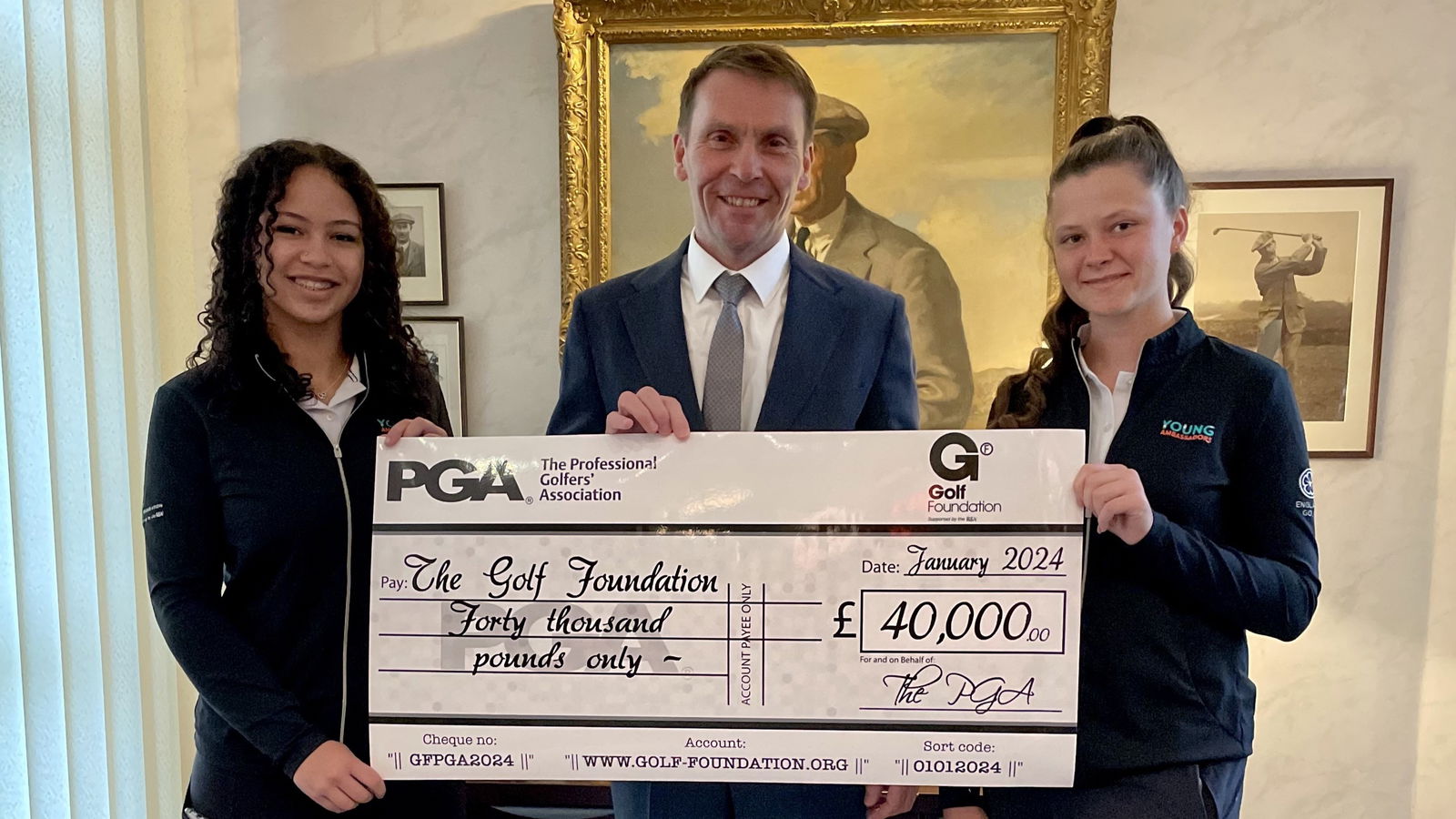 PGA donates £40,000 to the national charity